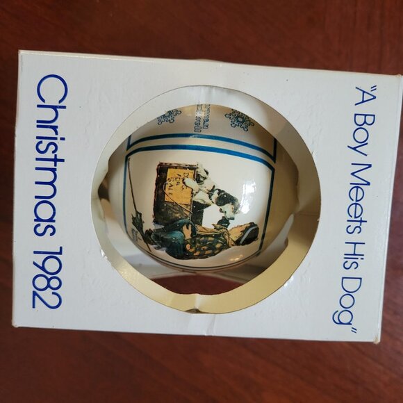 Norman Rockwell "A Boy Meets His Dog" Fourth Edition Christmas Ornament 1982 By - Picture 2 of 4
